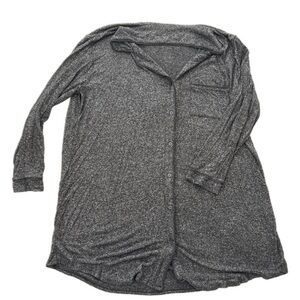 Stars Above Heather Gray Collared Button-Up Sleep Dress